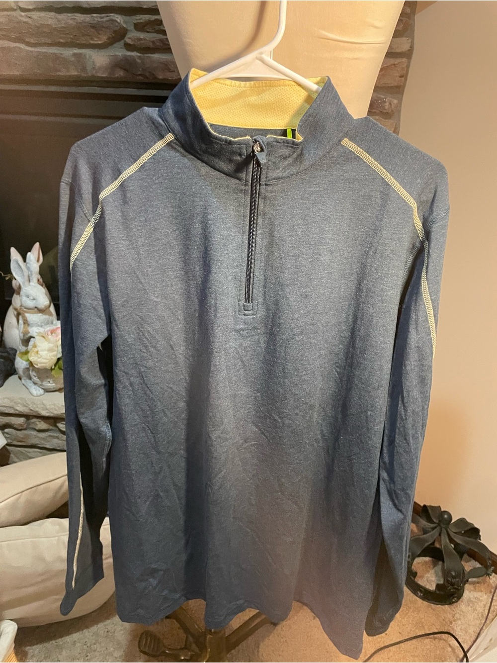 Men's Tasco Half-Zip Active Pullover - Navy with Yellow Trim